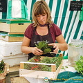 Stallholder packing up her herbs